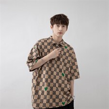 新款优品男士短袖纯棉红心印花T恤宽松上衣PL3305-P55图片