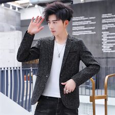青年休闲西服男潮四季修身正装西装韩版帅气灰色男士外套，男装西服，星座509