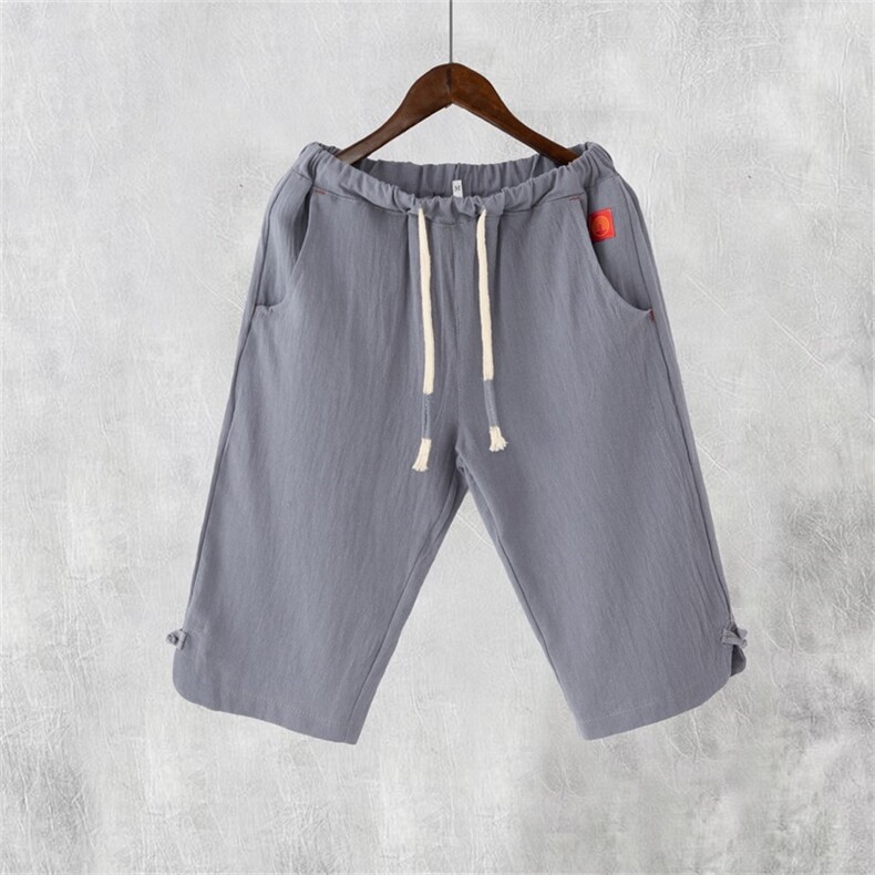 复古盘扣休闲短裤男式古风男短裤七分裤潮流男式裤子，男装休闲裤，星座1115-1