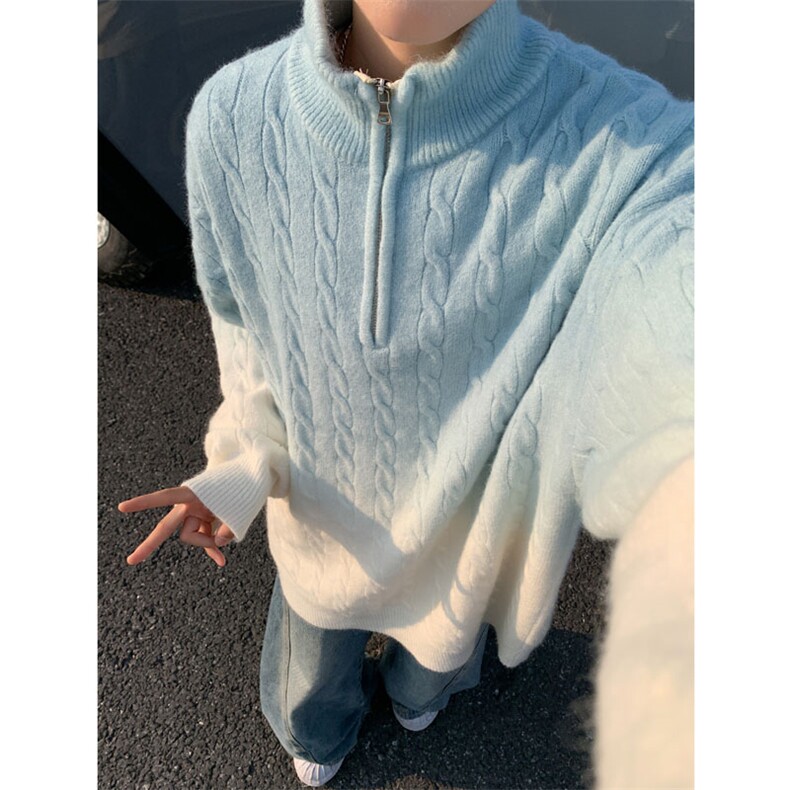!2025秋冬新款男士渐变半拉链毛衣加厚针织衫MY006特P75,男装针织衫/毛衣,电商B220