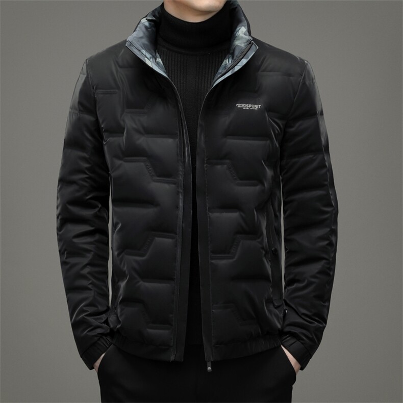 冬季新款双面穿羽绒服休闲外套爸爸装立领上衣YYYR07865-P260,男装羽绒服,电商B212（原钱塘6029）