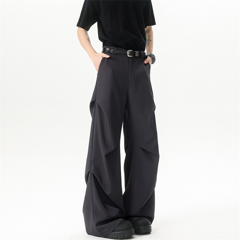 8XL-M立体褶皱设计西裤小众高街阔腿休闲裤特大码男裤K994P68控88,男装休闲裤,电商D206-1