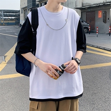 2023夏上新青少年纯棉潮运动半袖港风印花短袖T恤男女T7233-P45，男装T恤，电商A441-1