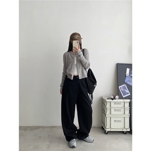 黑色牛仔裤女2025年新款春秋梨型身材裤子高腰窄版直筒阔腿裤图片