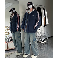 现货假两件格子羽绒棉衣抖音得物二开冬季棉服加厚外套BMY206，男装棉衣，电商A486
