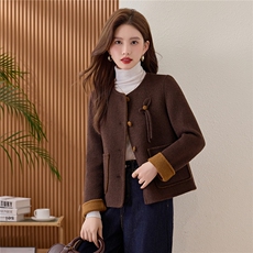 纯色双面毛呢外套小个子短款女2025秋冬季新款洋气百搭羊毛大衣，女装毛呢外套，众宇琦