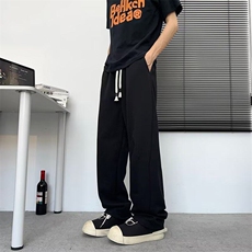 潮牌简约拼接腰头休闲裤子男宽松百搭运动直筒弯刀卫裤601-1-k123，男装休闲裤，星座601-1