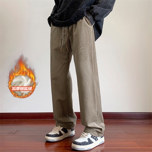 冬新cleanfit丝绒雕花面料大码男士潮牌宽松拖地裤K1131J加绒-P60图片