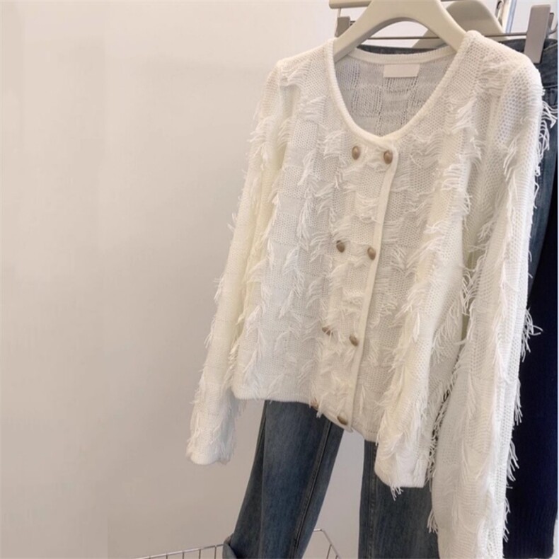 2025年秋季新款百搭女士长袖宽松系扣V领开衫，女装羊毛衫，胜智羊绒