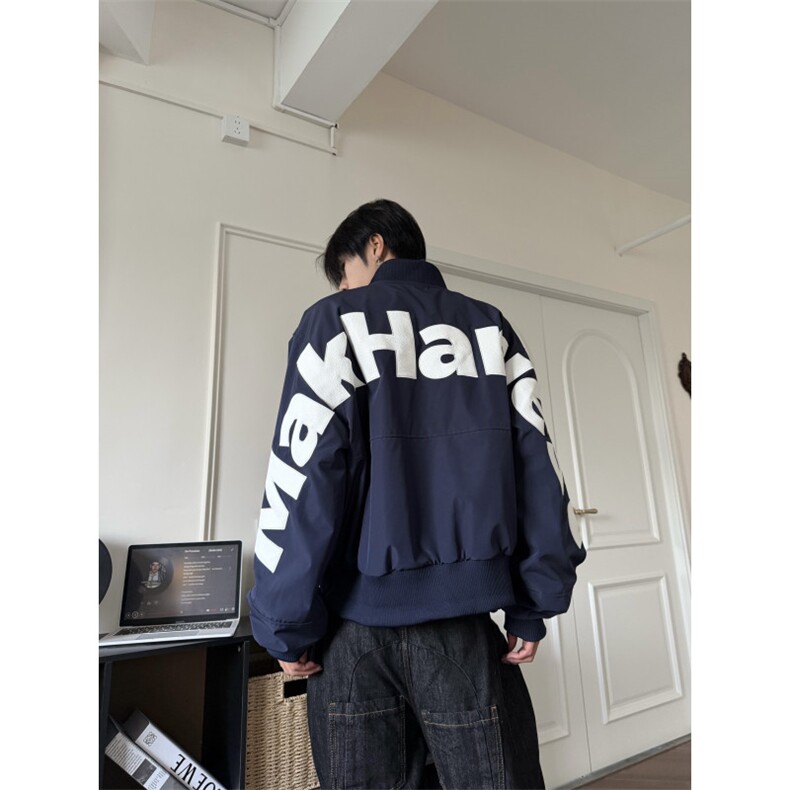 C316HXD12P98春装新款皮质刺绣夹克短款字母时尚外套夹克衫，男装夹克，电商C316