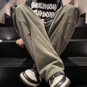工装裤男高街潮牌直筒阔腿长裤夏季休闲百搭重磅宽松裤子GU03/P44图片