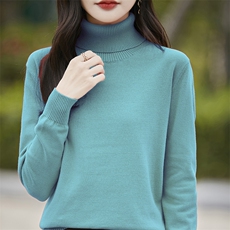 2025新款100纯棉线高翻领针织打底衫女套头长袖毛衣宽松内搭上衣，女装针织衫/毛衣，斯美雅电商供货