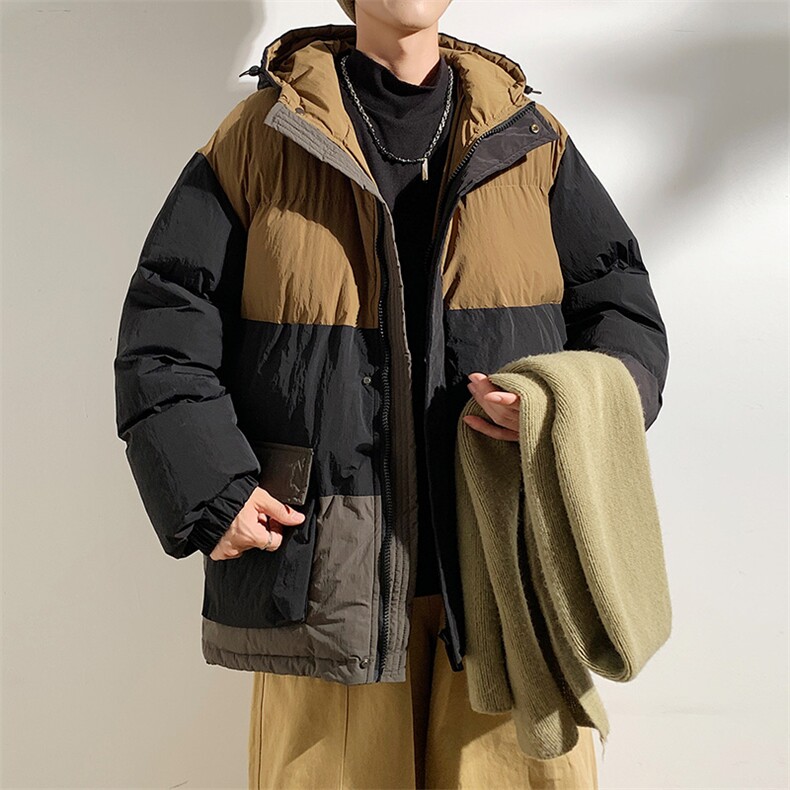 港风2026新品冬季宽松情侣装撞色棉衣棉服冬装加厚外套D008-P100,男装棉衣,星座717