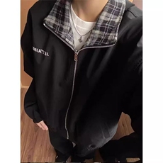 双面穿格子夹克外套男款春秋季潮牌高级感美式复古cleanfit棒球服，男装夹克，星座1008