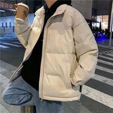 PU皮立领棉服PU皮棉衣潮牌宽松面包服纯色棉衣休闲防风保暖外套，男装棉衣，电商A409-1