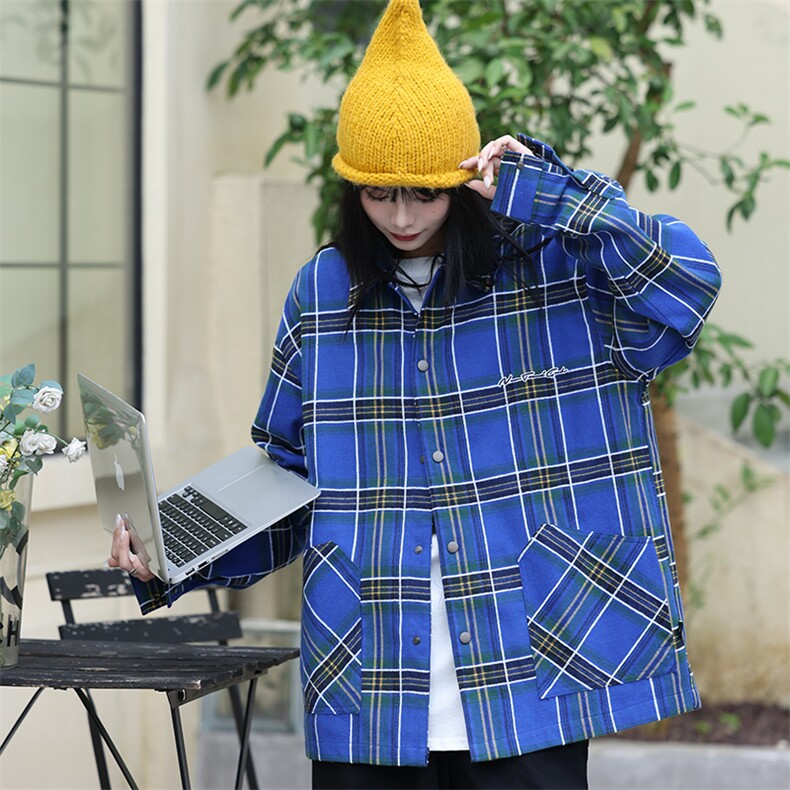 格子刺绣外套中性风情侣款917-1-25135P75,女装短外套,星座917-1
