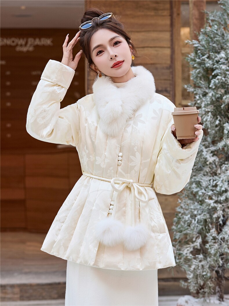 现货2025年冬季轻奢真狐狸毛中长款羽绒中长款,女装羽绒服,依如秀(原杭风阁)