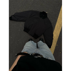 现货【网图】黑色卡其色 杭州货 飞行夹克短款立领棉服MY04-P90图片