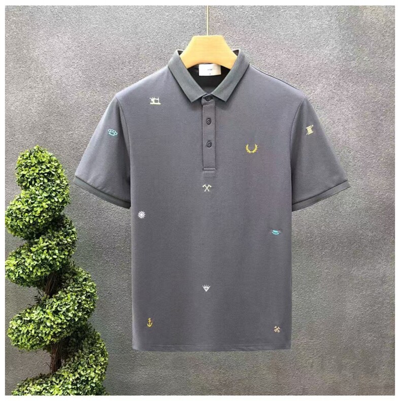 1506/QGP70160/P40新款高品质刺绣翻领Polo衫百搭休闲百搭有领t恤图片