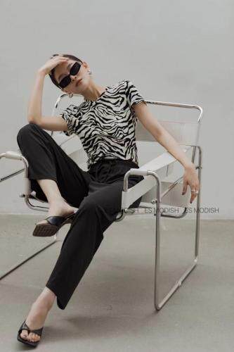 斑马文知袖，女装，ES MODISH