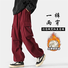 特P54无差价K1026J加绒灯芯绒褶皱伞兵裤男银狐绒不加绒特P45，男装休闲裤，电商A082
