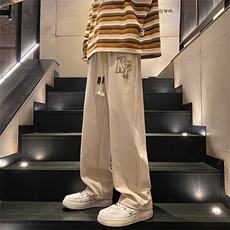 春季新款裤子男美式高街阔腿运动长裤宽松直筒休闲裤K0302-P43，男装休闲裤，星座308B-2