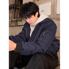 藏青色飞行员夹克外套男秋冬款短款棉服夹棉棒球服J832，男装夹克，星座1116A（原606A-3）