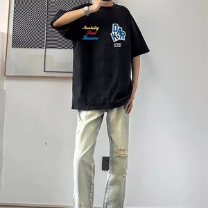 万针全刺绣工艺抖音得物高品质260克重磅纯棉双纱美式高街短袖T恤图片