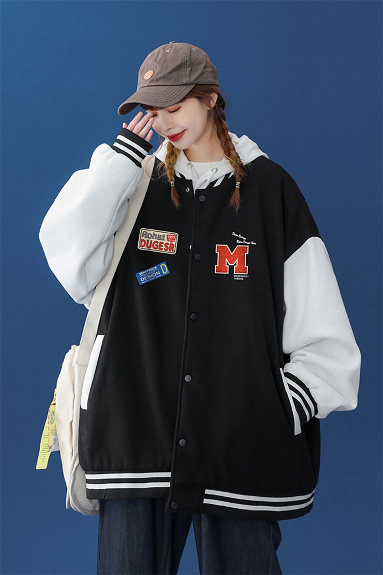 中性风2023秋季新品港风潮牌印花设计感棒球服夹克G89p65控78--,男装夹克,A247A