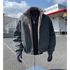 假模原品质两面穿水洗鱼骨纹牛津帆布银蓝狐座山雕外套S530特118，女装短外套，电商A233-1