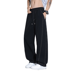 冰丝休闲裤夏季新款直筒宽松阔腿长裤凉感弯刀裤A436-2585-P40，男装休闲裤，电商A436