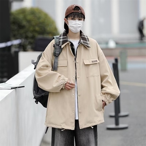 新款高级感日系潮牌宽松工装夹克春秋季假两件外套男士 W7174-P65图片