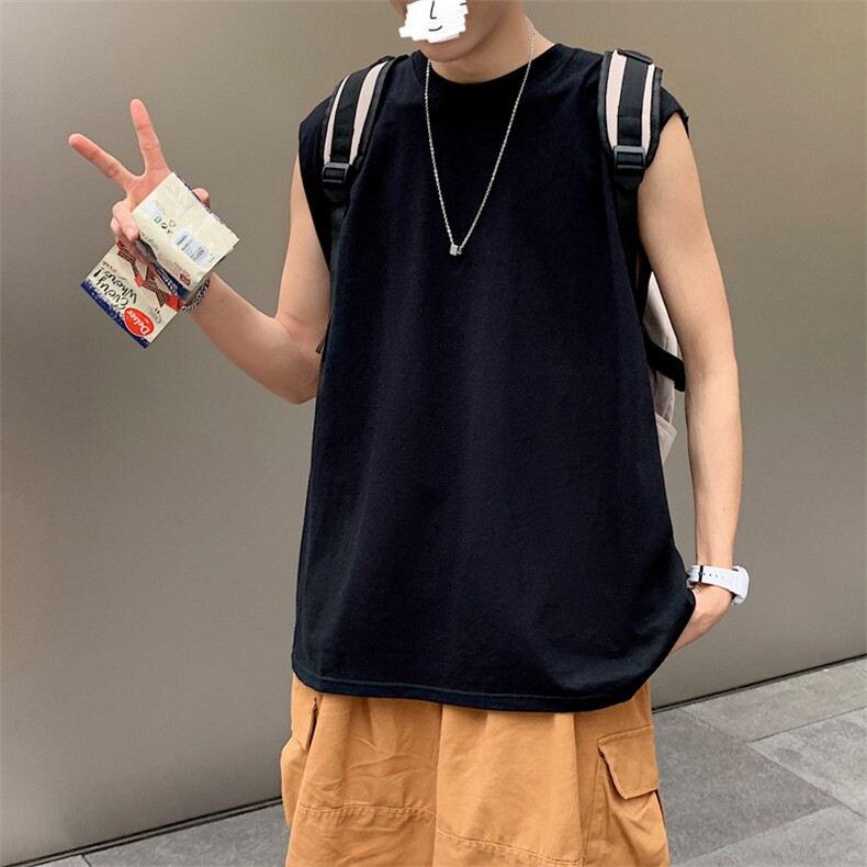 ins纯色新款百搭t恤背心男士坎肩无袖体恤衫夏季现货T168-P20,男装背心/马甲,星座512-2