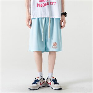 HD74237-P22 华夫格短裤男大码宽松五分裤男直筒中裤图片