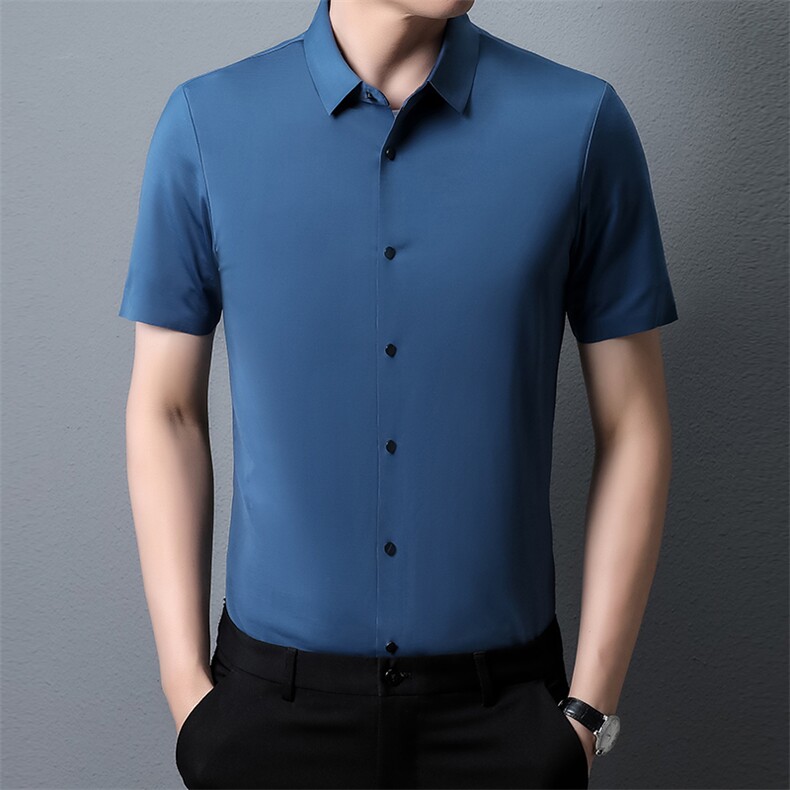 PAF3301钱塘2020-3夏季新款男士无痕高品质短袖衬衫休闲衬衣P35图片