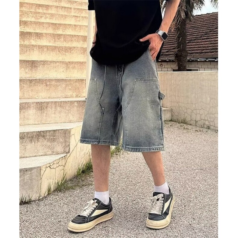 夏季新款男士工装牛仔短裤水洗磨砂复古潮流日系直筒裤NG548,男装牛仔裤,星座1116A（原606A-3）