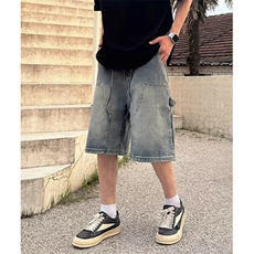 夏季新款男士工装牛仔短裤水洗磨砂复古潮流日系直筒裤NG548，男装牛仔裤，星座1116A（原606A-3）