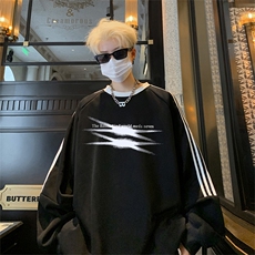 抖音得物供货提供视频秋冬重磅美式宽松织带圆领卫衣0312，男装卫衣，电商A486