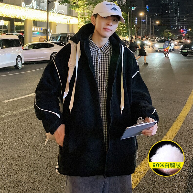 冬装青少年加厚羊羔绒连帽外套百搭羽绒服男女8153-P195控价268,男装羽绒服,电商A441-1