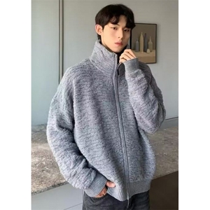 纯色拉链毛衣男软糯百搭秋冬针织开衫外套休闲 MY9815图片
