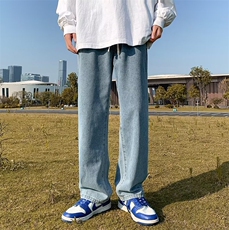 新款简约纯色直筒牛仔裤男oversize百搭情侣宽松阔腿裤NH123-P36，男装牛仔裤，星座1008