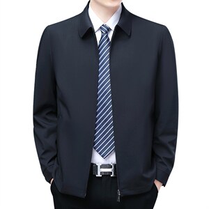 夹克2023年新款商务休闲中年男士立领春秋季时尚潮流外套男装上衣图片
