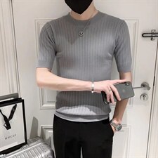 男春季潮韩版宽松百搭情侣冰丝短袖针织衫S246P35，男装针织衫/毛衣，星座1116-2