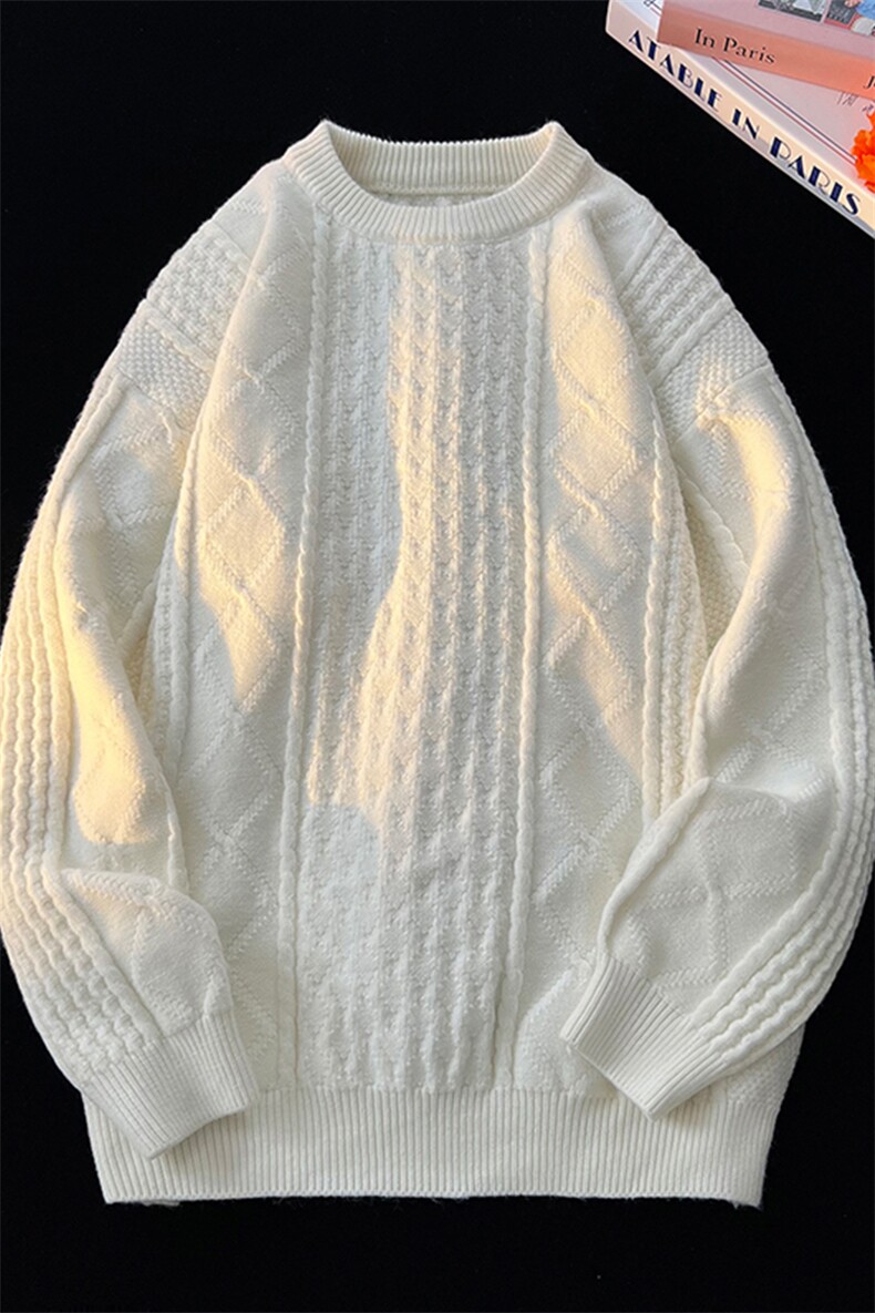 8XL-M圆领毛衣男秋冬季宽松慵懒套头麻花针织衫毛线衣MY19005P68,男装针织衫/毛衣,电商B312