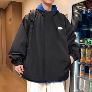 秋季假两件夹克男宽松港风男士休闲连帽外套潮流A266-JK2226-P65图片