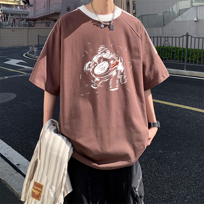 量大优供抖音视频支持得物品质配合二开美式三条杠短袖t恤ZD172,男装T恤,电商A486