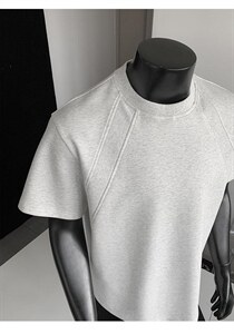 抖音得物高品质二开 270G重磅美式高街曼巴棉螺纹拼接短袖T恤图片