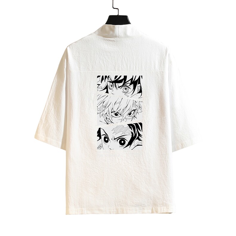 HF59176-P40风汉服男开衫外套七分袖道袍砖墙挂拍,男装民族服装,电商A040A