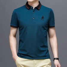 夏季纯棉纯色半袖POLO衫男士短袖T恤时尚上衣翻领t恤衫潮男装P55，男装T恤，钱塘6003A(原)4033A