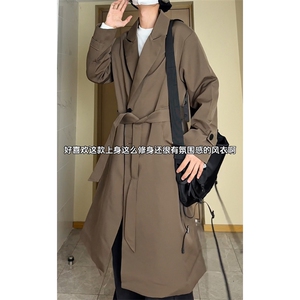 韩系风衣外套男士秋冬韩版潮流中长款过膝大衣F7300-P105【特价】图片